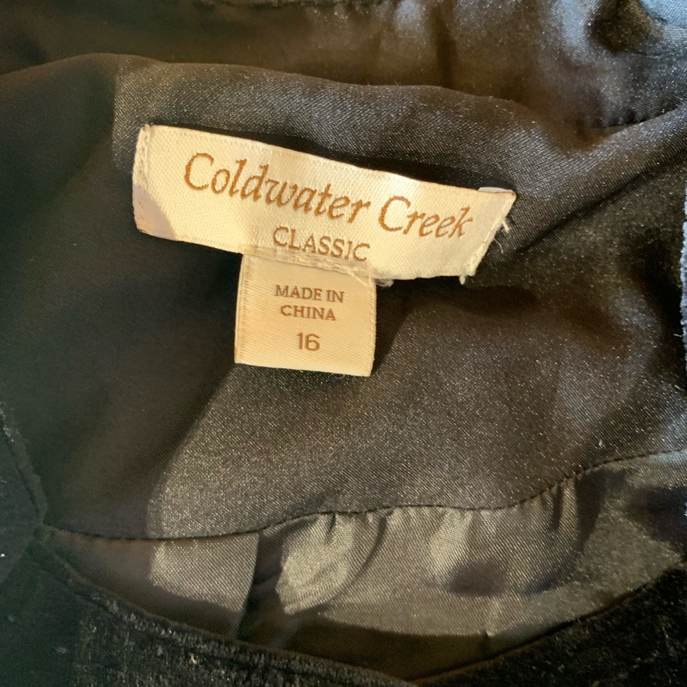 Women’s size 16 ColdWater creek black velvet Nehru collar‎ jacket hidden buttons - Picture 7 of 12